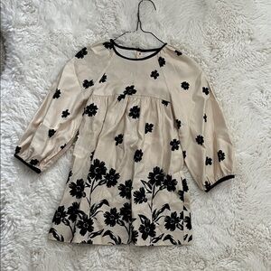 Zara Cream and Black Trim Dress